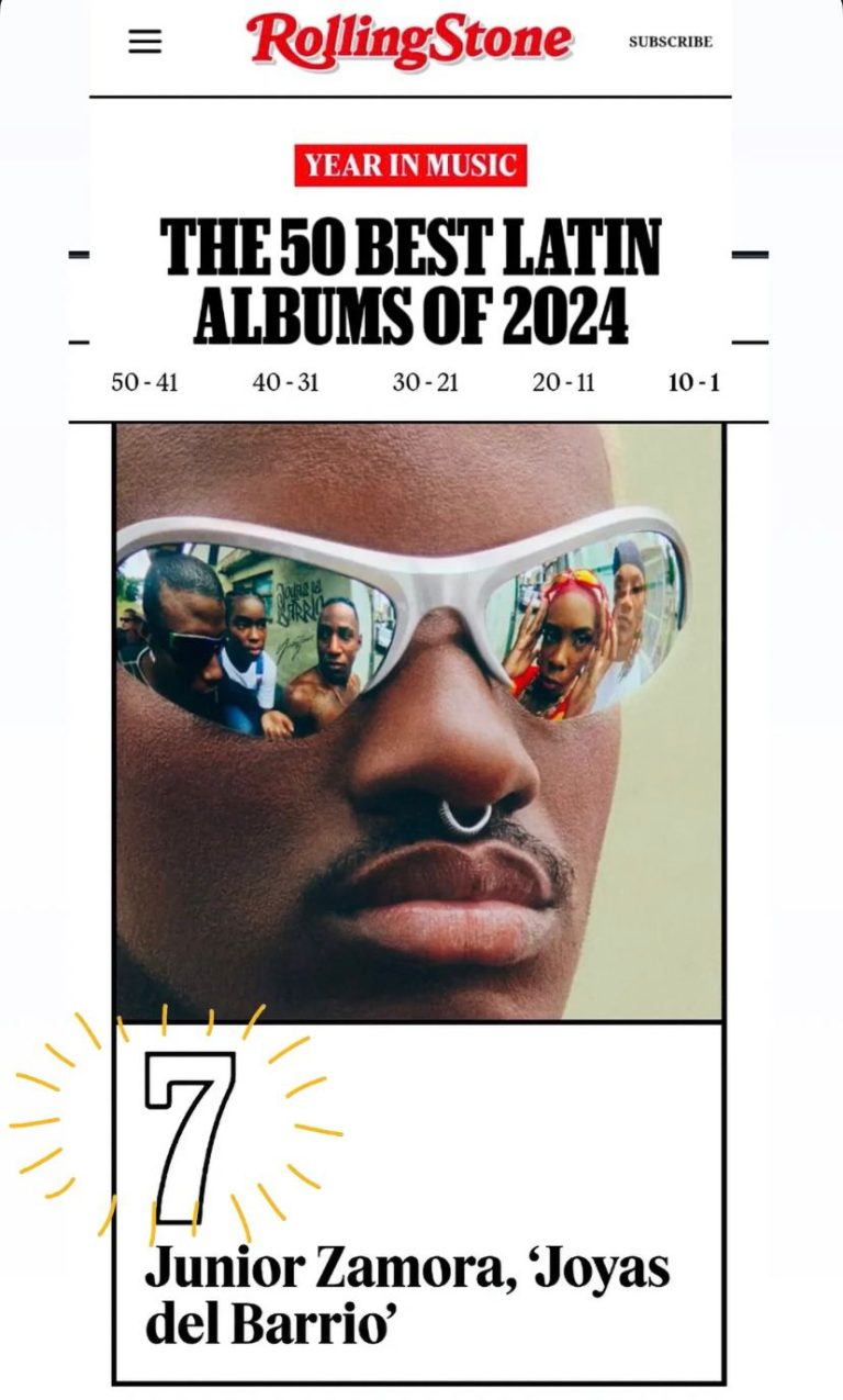 Junior Zamora su Álbum «Joyas del Barrio» Ocupa el Puesto #7 Entre los Mejores Álbumes Latinos del 2024 de la Revista Rolling Stone